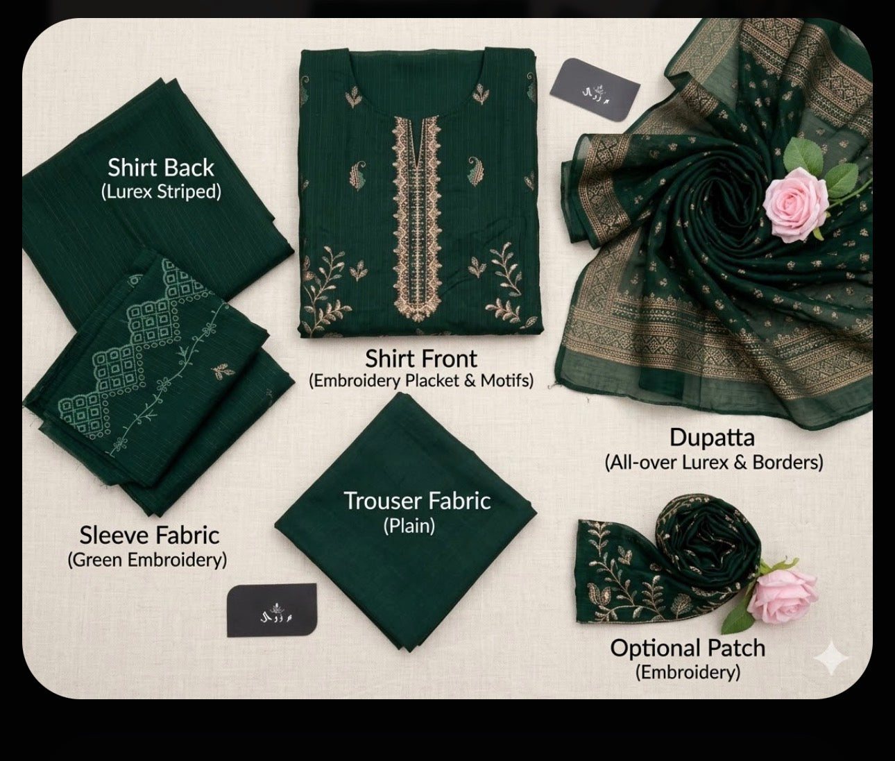 Deep Green Botanical Stitched Suit