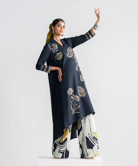 2 Piece - Embroidered Cotton Suit