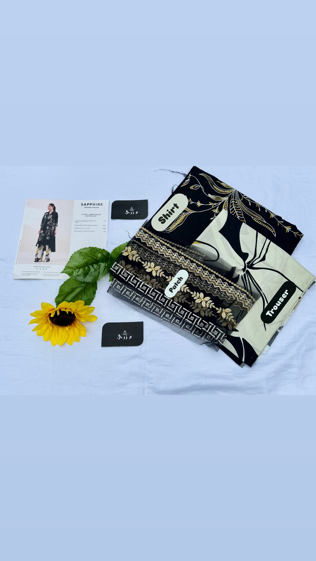 2 Piece - Embroidered Cotton Suit