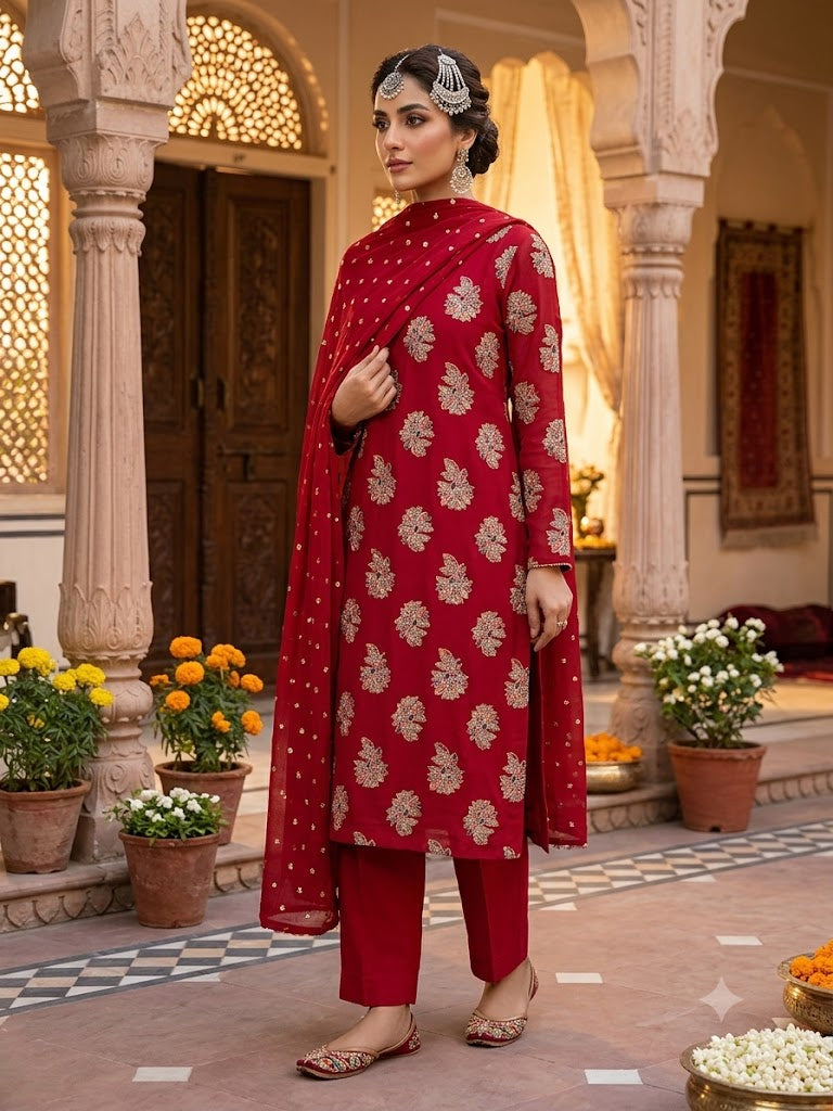 Three Piece Sitara Work Suit