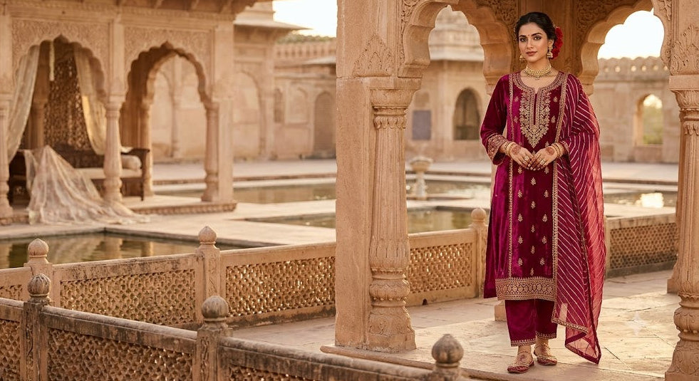 Exquisite Velvet Festive Suit