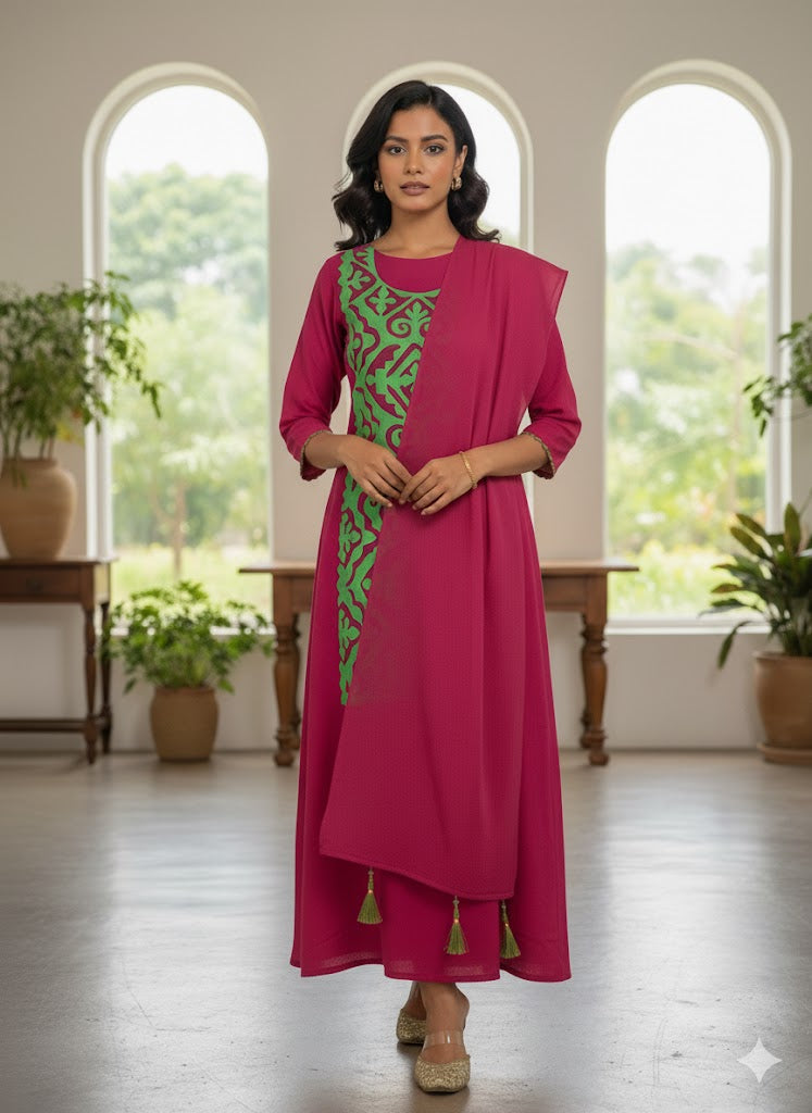 Rani Pink Kurta - 1 PC Unstitched