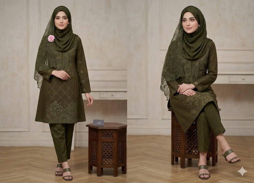 Sage Botanical – 3-Piece Luxury Suite Stitched