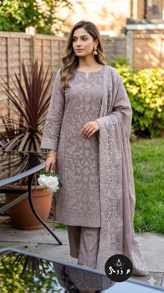 3 Piece Stitched Grey Suit