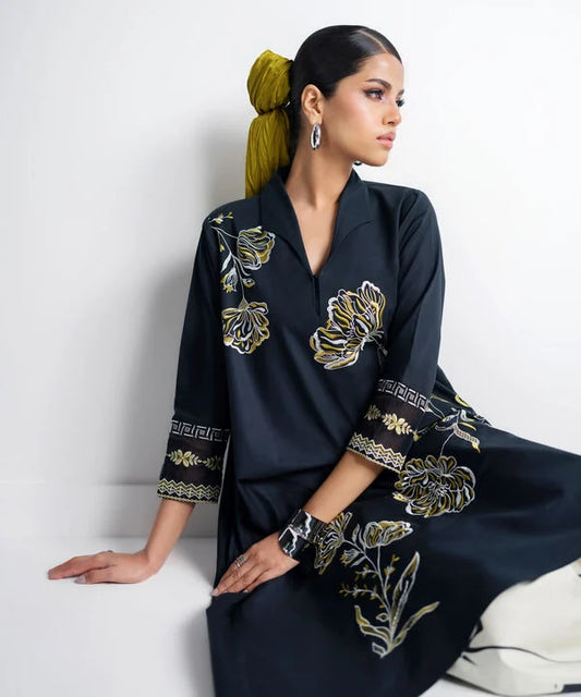 2 Piece - Embroidered Cotton Suit