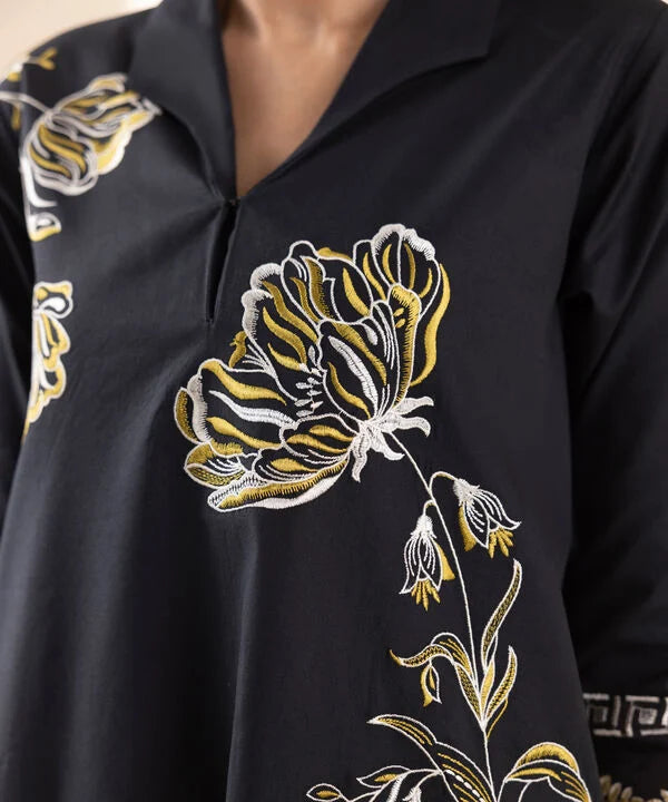 2 Piece - Embroidered Cotton Suit